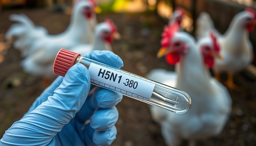 USDA funding avian influenza solutions: H5N1 test tube near chicken.