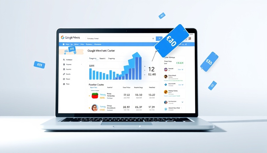 Google Merchant Center updates displayed with product icons and charts.