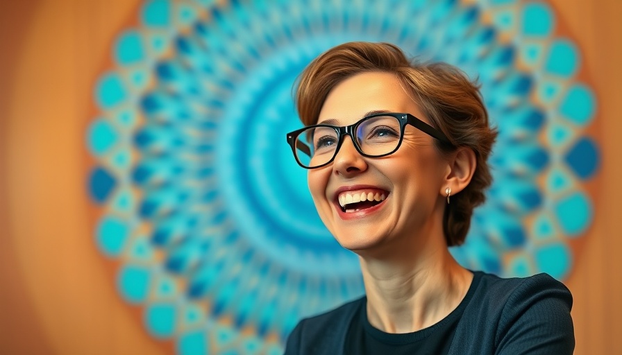 Cheerful woman in glasses during a vet interview, spectrum of care for pets.