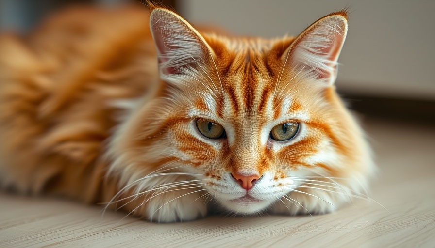 Ginger cat resting calmly, related to hepatitis B-like virus in cats.