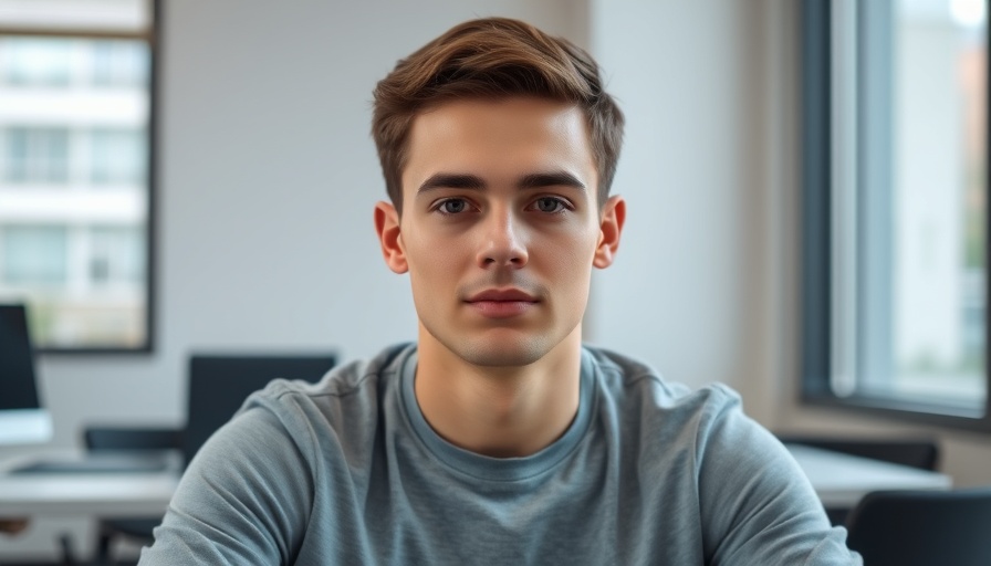 Casual portrait of a young man in an office setting.