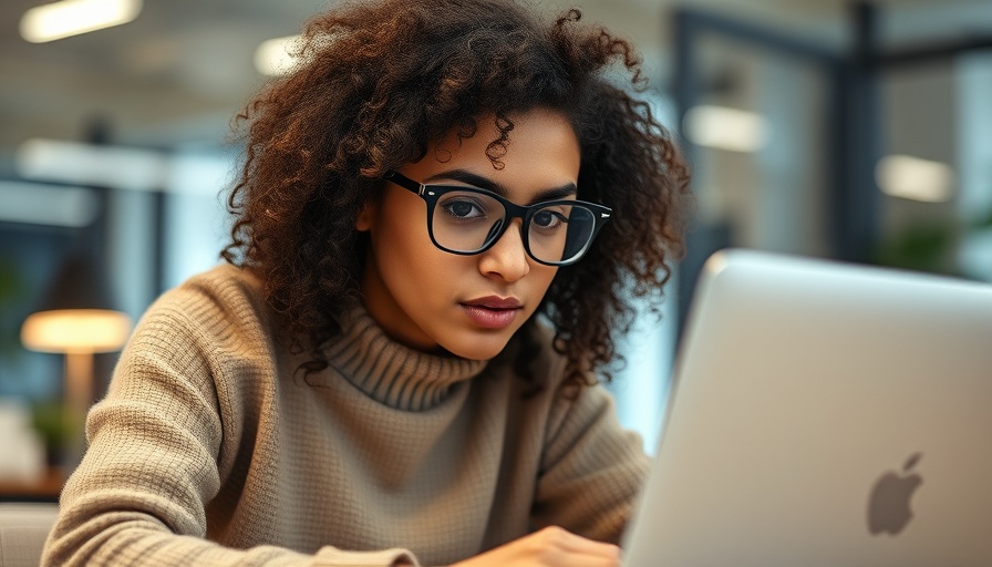Young woman researching E-E-A-T for on-page SEO on laptop.