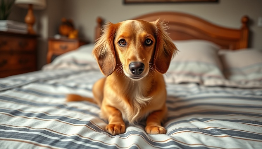Golden-haired dachshund in a cozy bedroom, reflecting on longevity drug for dogs.