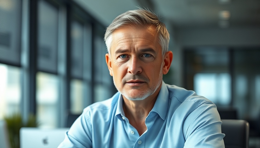 AI CEO in Business: Middle-aged man in office setting