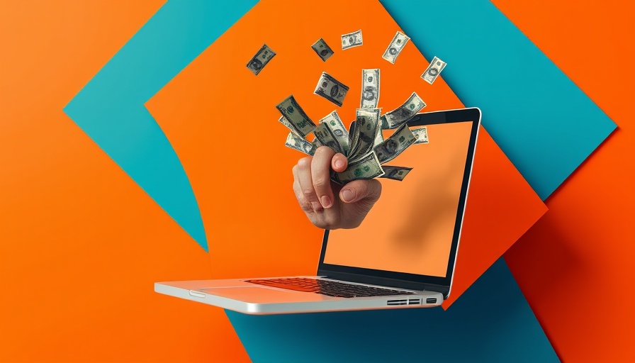 Future Consumer Trends in Aesthetics 2025: Money flying from laptop in surreal art.