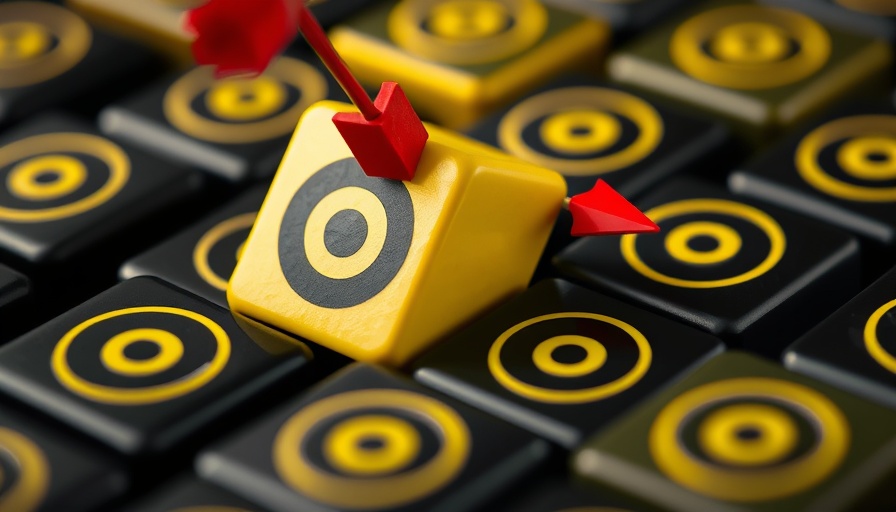 Yellow cube with target hit by red arrow amidst black cubes, PPC campaigns for SaaS marketing.