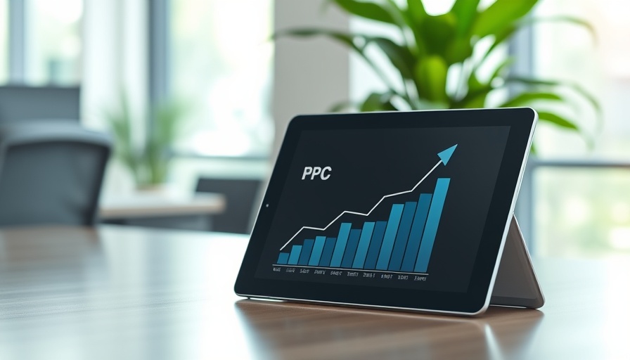 Tablet with PPC ad graph showcasing growth for PPC strategies for veterinary clinics.