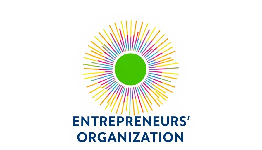 Colorful logo representing Entrepreneurs' Organization against a white backdrop.