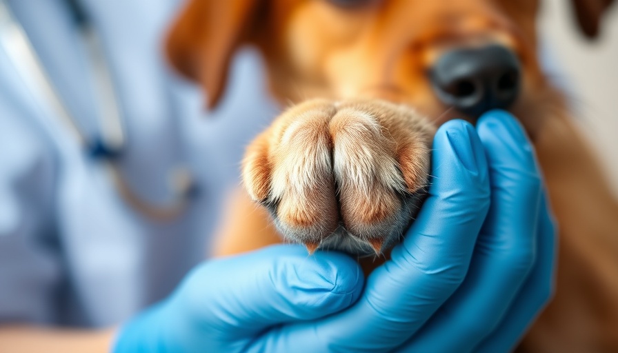 Veterinarian holding dog's paw, highlighting veterinary care scarcity.