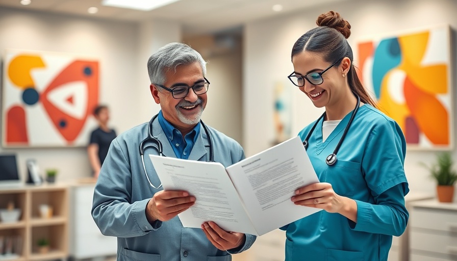 Veterinarians reviewing CVOM Certification documents in practice.