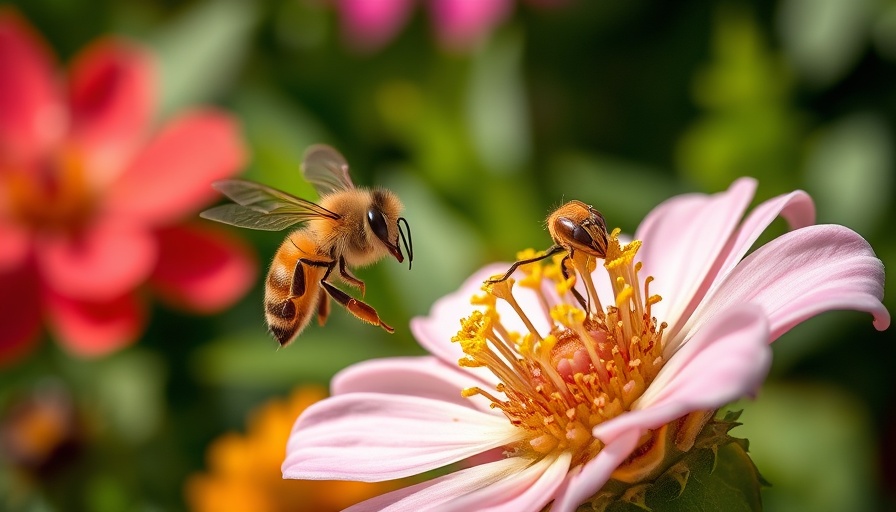 Honeybee collecting pollen from a flower highlighting colony losses.