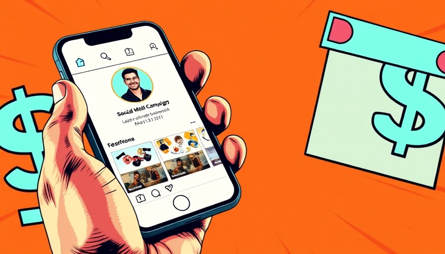 Social media marketing campaign pop art image with smartphone.