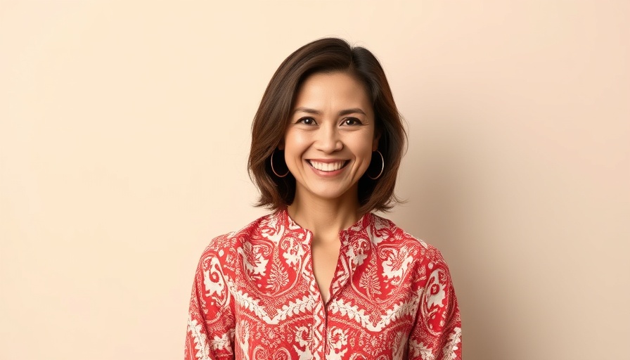 Portrait of a smiling woman in a red blouse