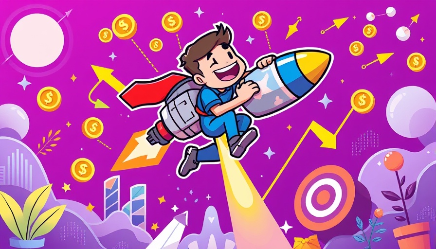 AI Website Builder for Veterinary Clinics: Cartoon character with jetpack symbolizing growth.