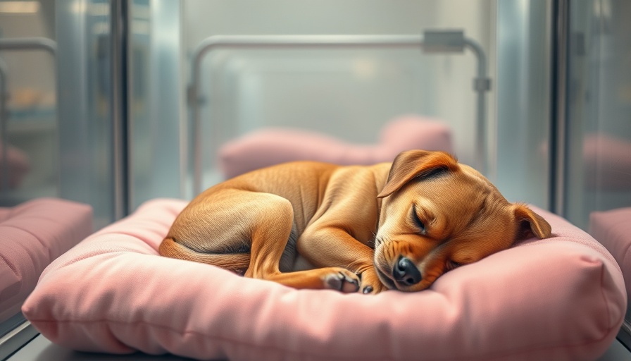 Dog resting in medical enclosure, related to ciguatera poisoning in pets.