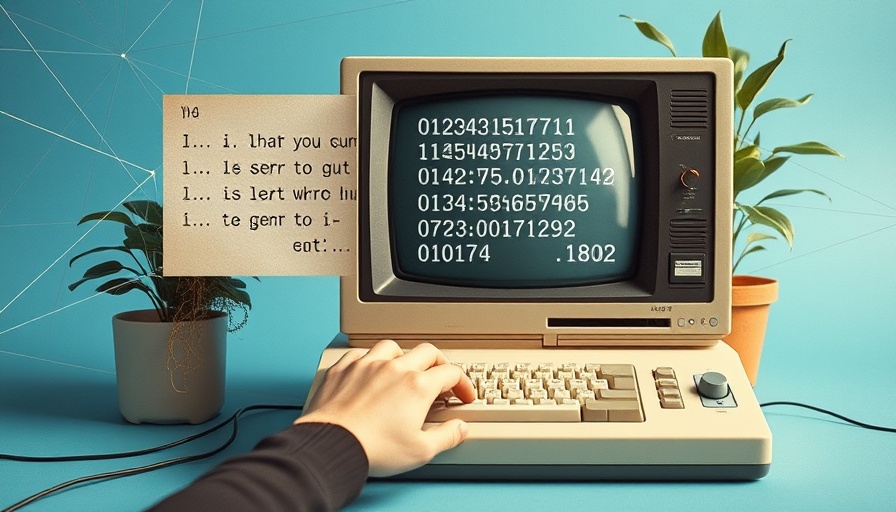Surreal collage with vintage computer, typing hands, HTTP Status Codes for SEO.