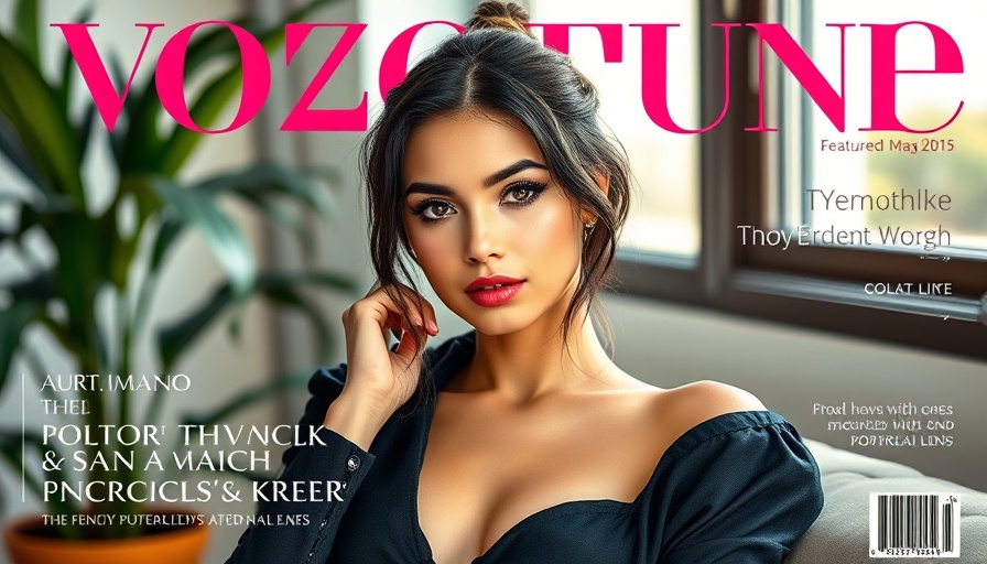 Confident female featured on magazine cover in a stylish indoor setting.