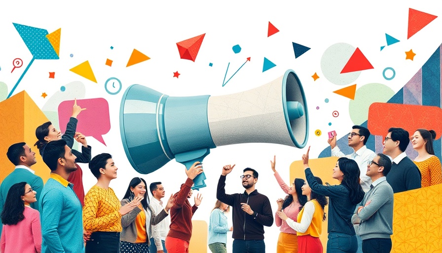 Visual concept of brand advertising importance with megaphone and vivid graphics.