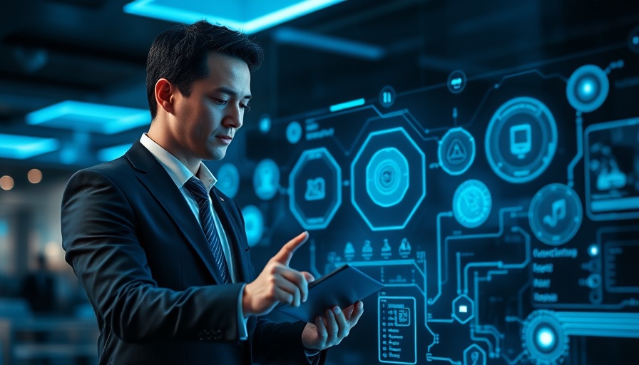 Agentic SEO for Veterinary Clinics: Businessman engaging with AI interface.