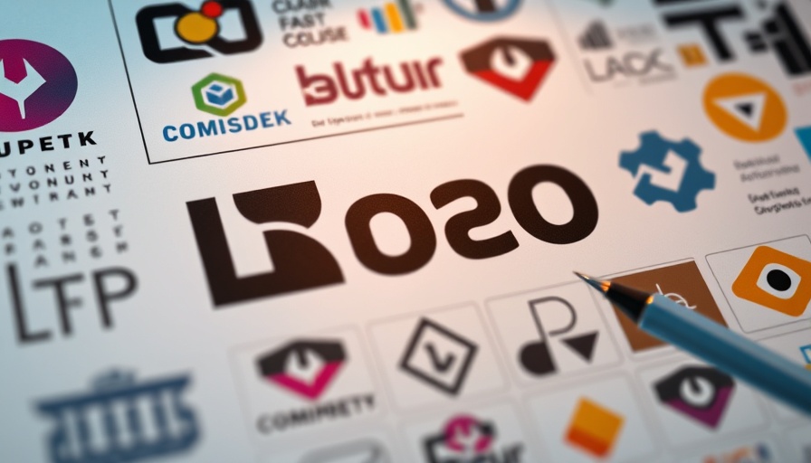 Logo design process with colorful elements representing B2B branding.