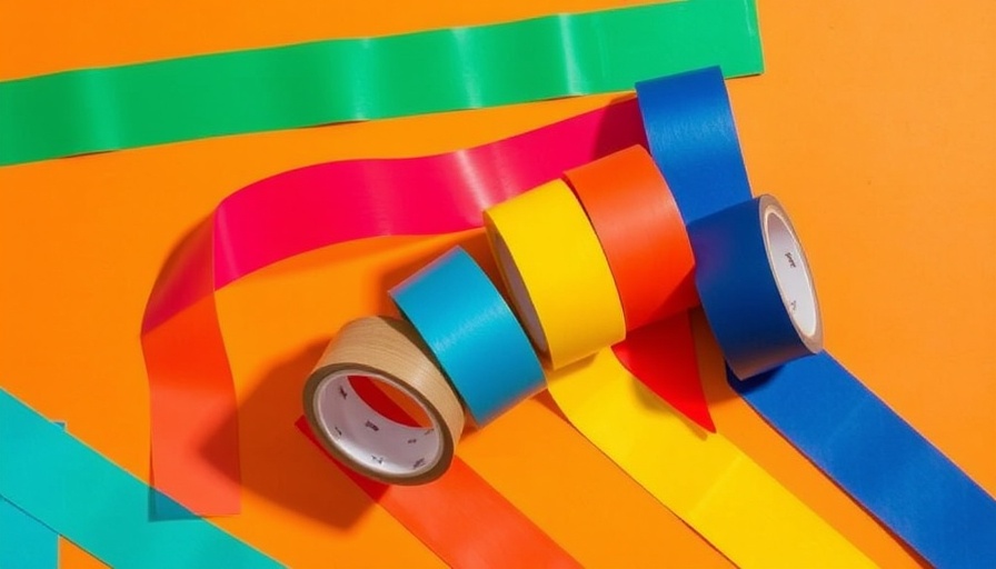 Vibrant colored tapes arranged on an orange background symbolizing progress and direction in the AI era.