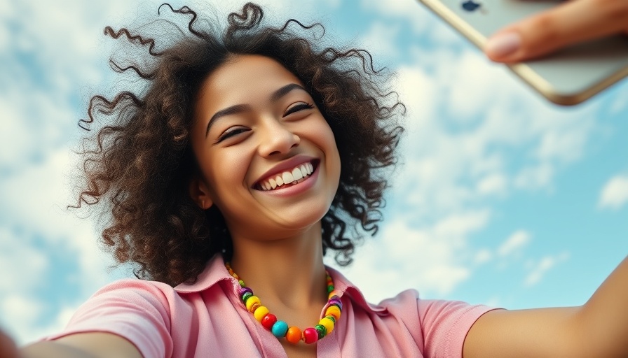 Young woman with curly hair taking a selfie, User-Generated Content for MedSpas.