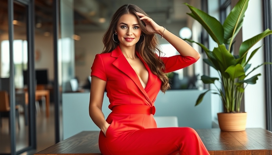 Stylish magazine cover with woman in red for Great Places to Work in Texas.