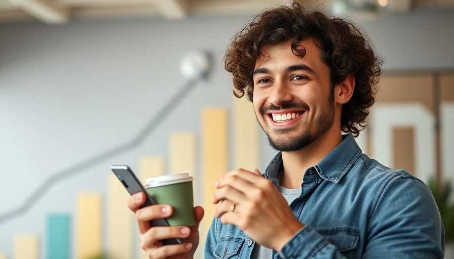 Young man in a 2025 MedSpa setting engaging in social media marketing