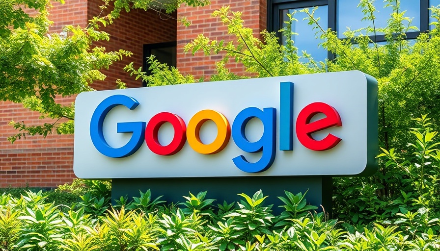 Google MUVERA algorithm sign amidst greenery.