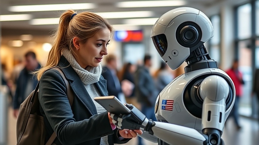 Image of a woman collaborating with a robot in a public sector setting.