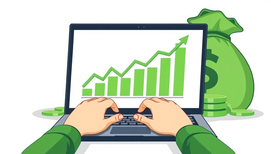 Illustrated financial growth chart and money bag depicting paid media strategies.