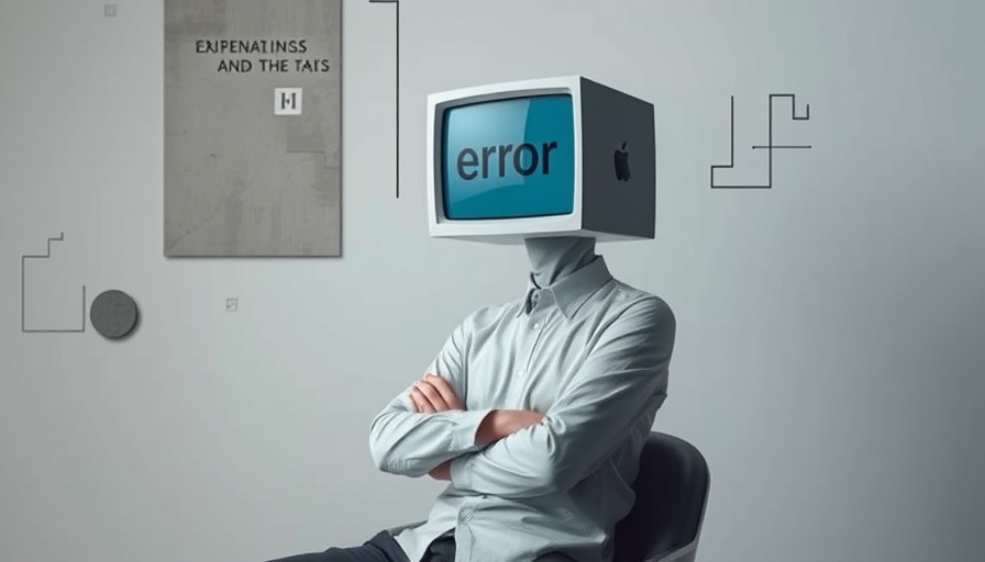 AI in business setbacks concept with error display on monitor head.