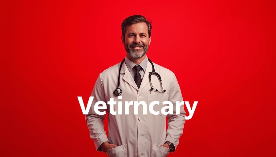 Veterinary professional banner in red monochrome.