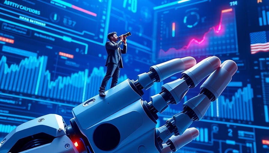 Futuristic AI Intelligence for Market Pulse illustration with a robotic hand.
