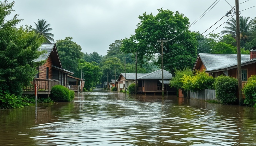 Flooded suburban area representing AVMF Disaster Relief Grant Program.