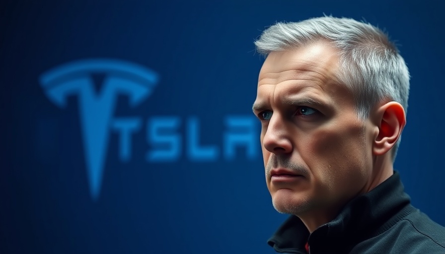 Contemplative man with Tesla logo background, Tesla xAI Investment Vote