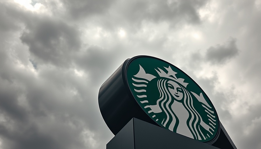 Starbucks sign under a cloudy sky symbolizing remote work announcement.