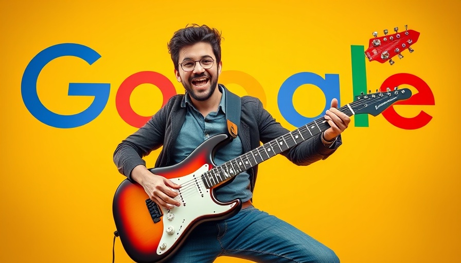 AI Won't Replace the Need for SEO: Person with keyboard on yellow, Google backdrop.
