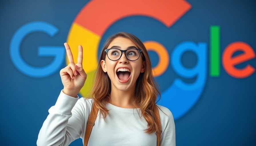 Enthusiastic young woman pointing near a Google logo, noindex header for llms.txt.
