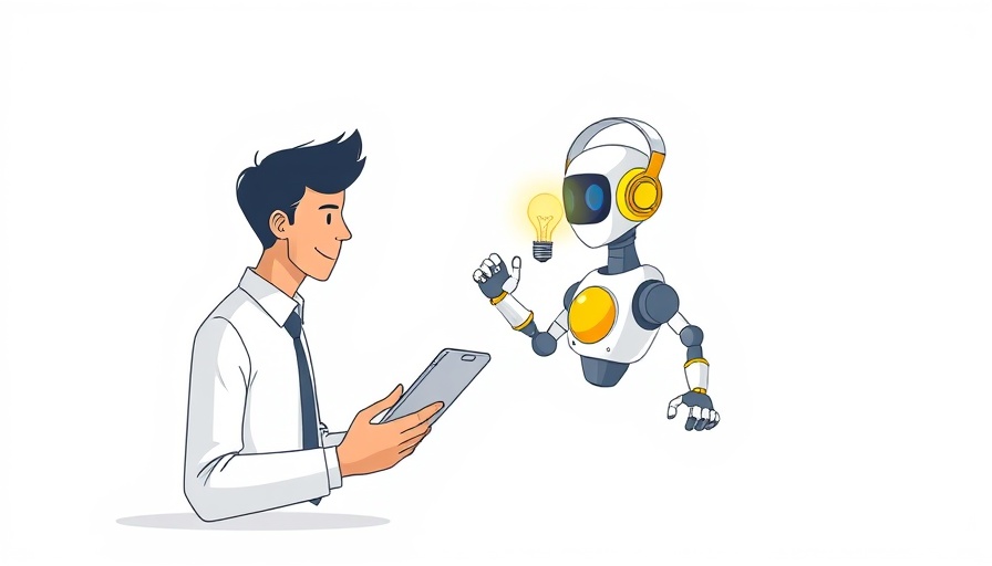 AI integration in MedSpa marketing illustration, featuring a robot and a person.