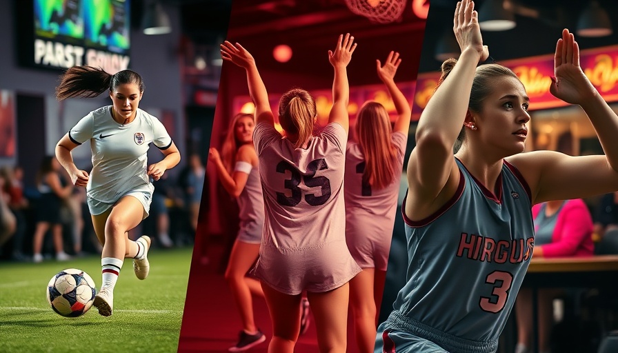 Women's sports bars scene: athletes and fans celebrating.