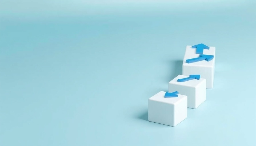 White cubes with arrows changing direction on blue background.