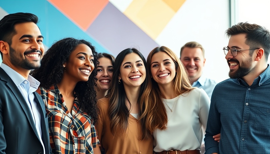 Diverse marketing team collaborating, abstract background.