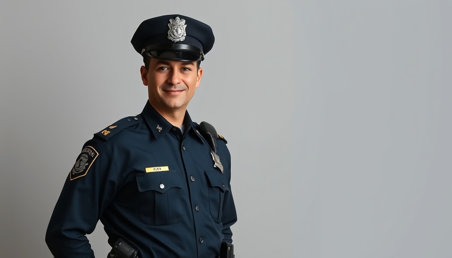 Police officer in uniform promoting safety and professionalism.