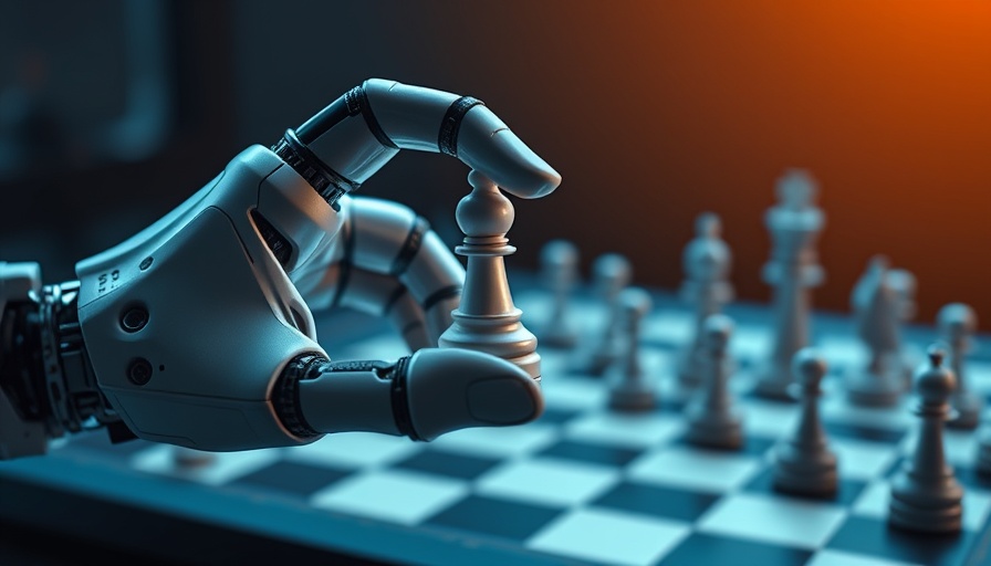 Medspa marketing strategies conceptualized as a robotic hand holding a chess piece, symbolizing strategic moves in organic traffic.