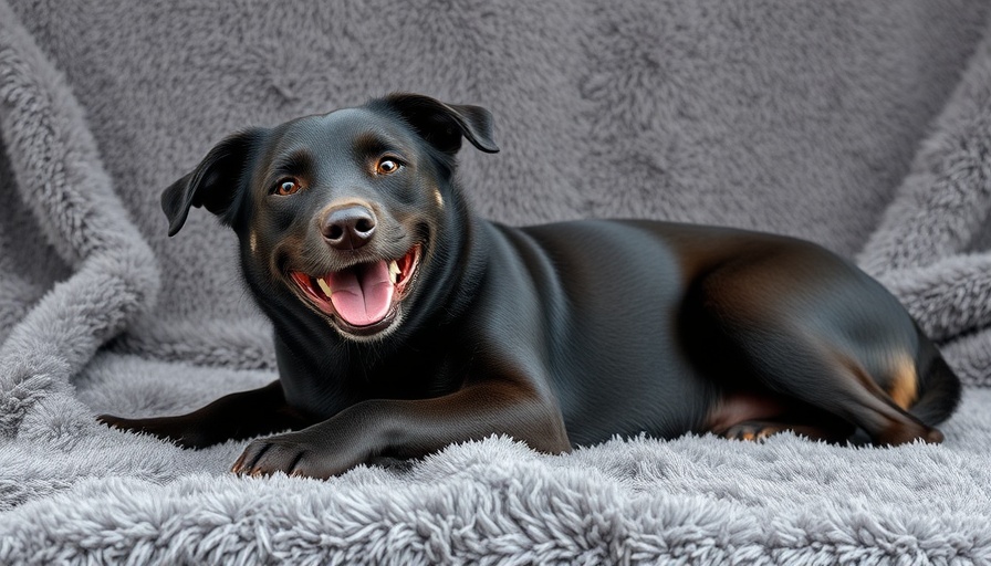 Black dog resting with pink bandana, related to Canine Acanthomatous Ameloblastoma Treatment.
