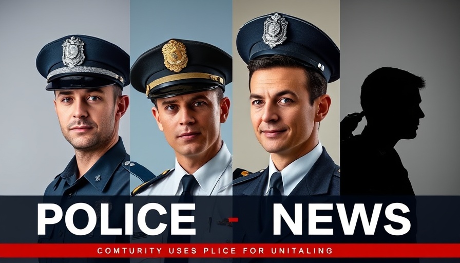 Police officer termination announcement, four portraits, investigation context.