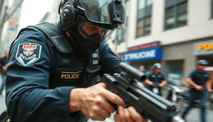 Police officer in tactical motion ensuring safety in action.