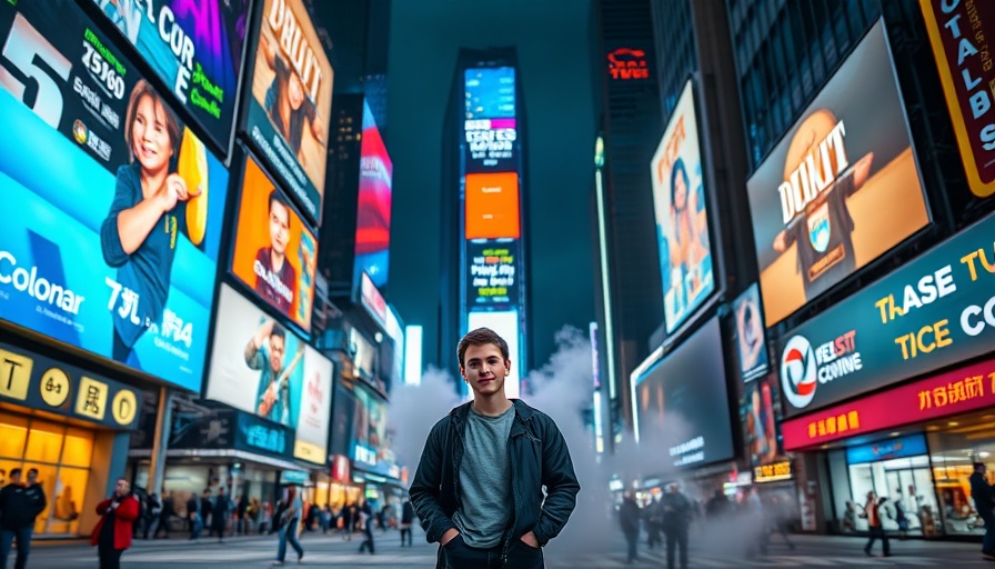 Bright city square with digital billboards at night, Social Media Advertising for MedSpas