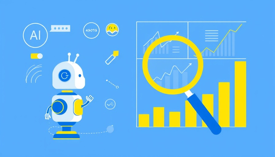 AI-driven B2B strategies illustration with charts and robot icon.